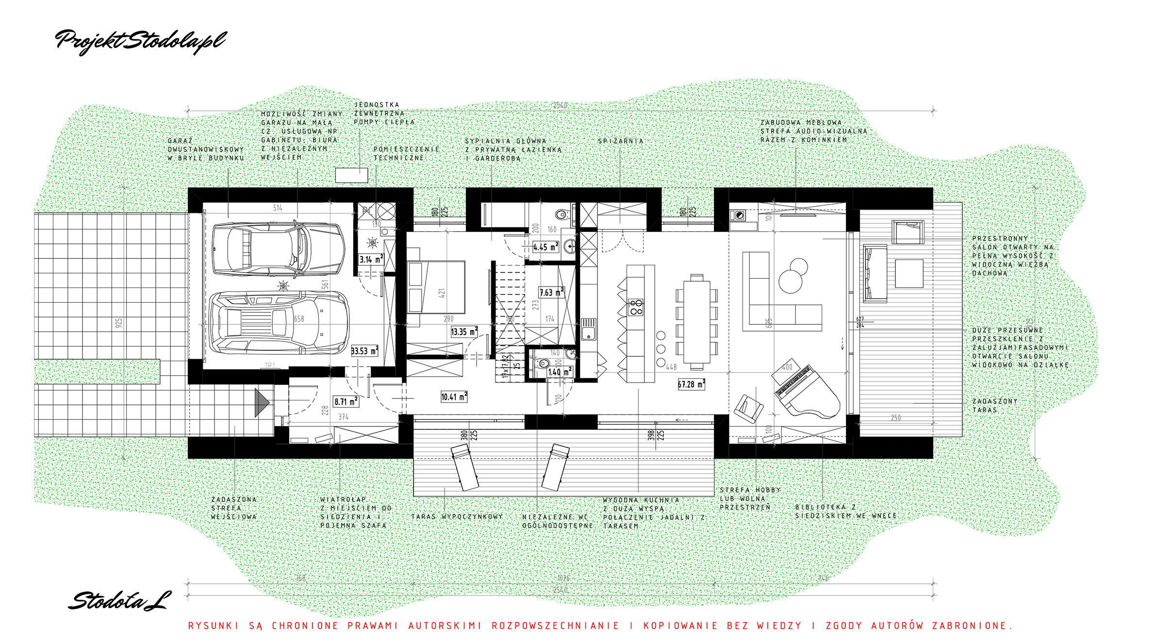 Projekt Stodoła L Rzut parteru