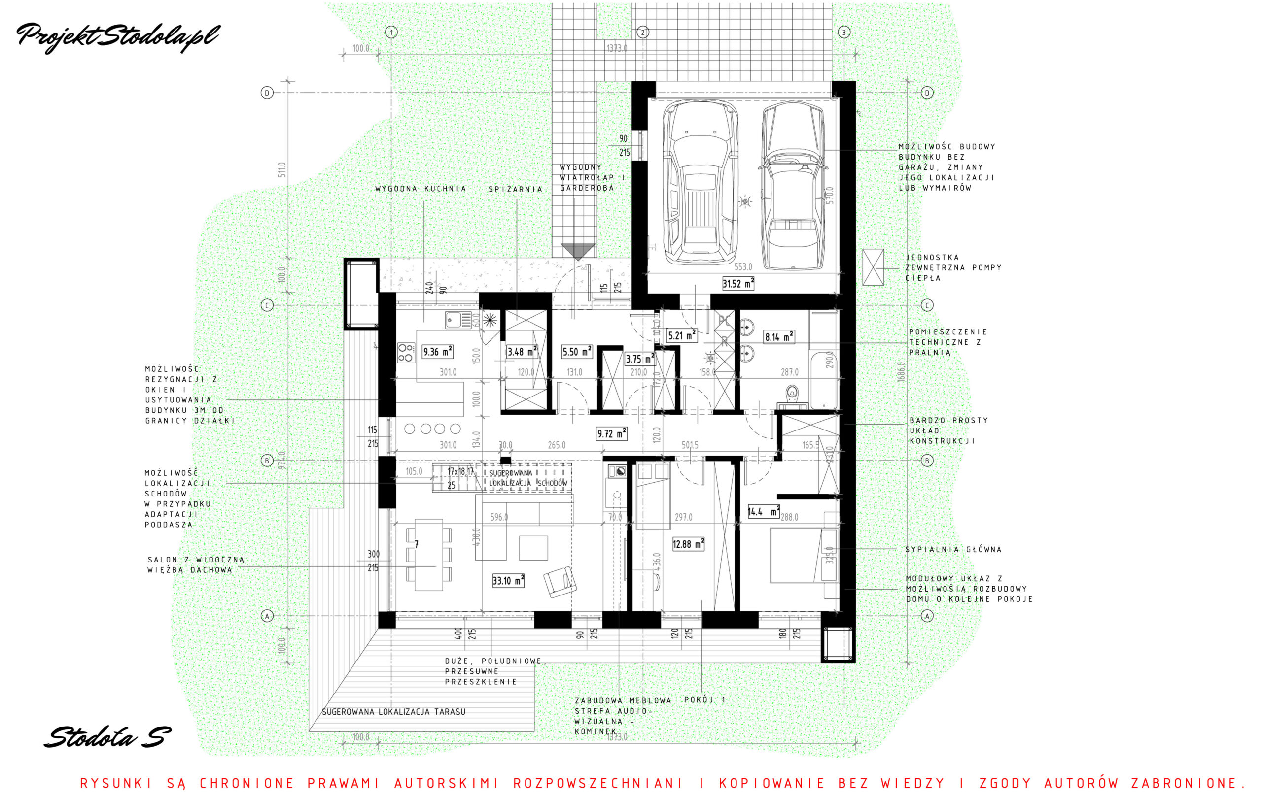 Projekt Stodoła S wersja podstawowa rzut parteru