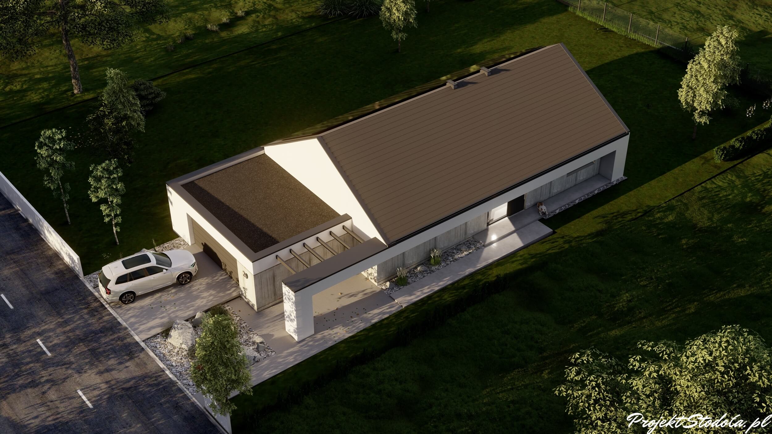 Stodoła S+ long Aksonometria front