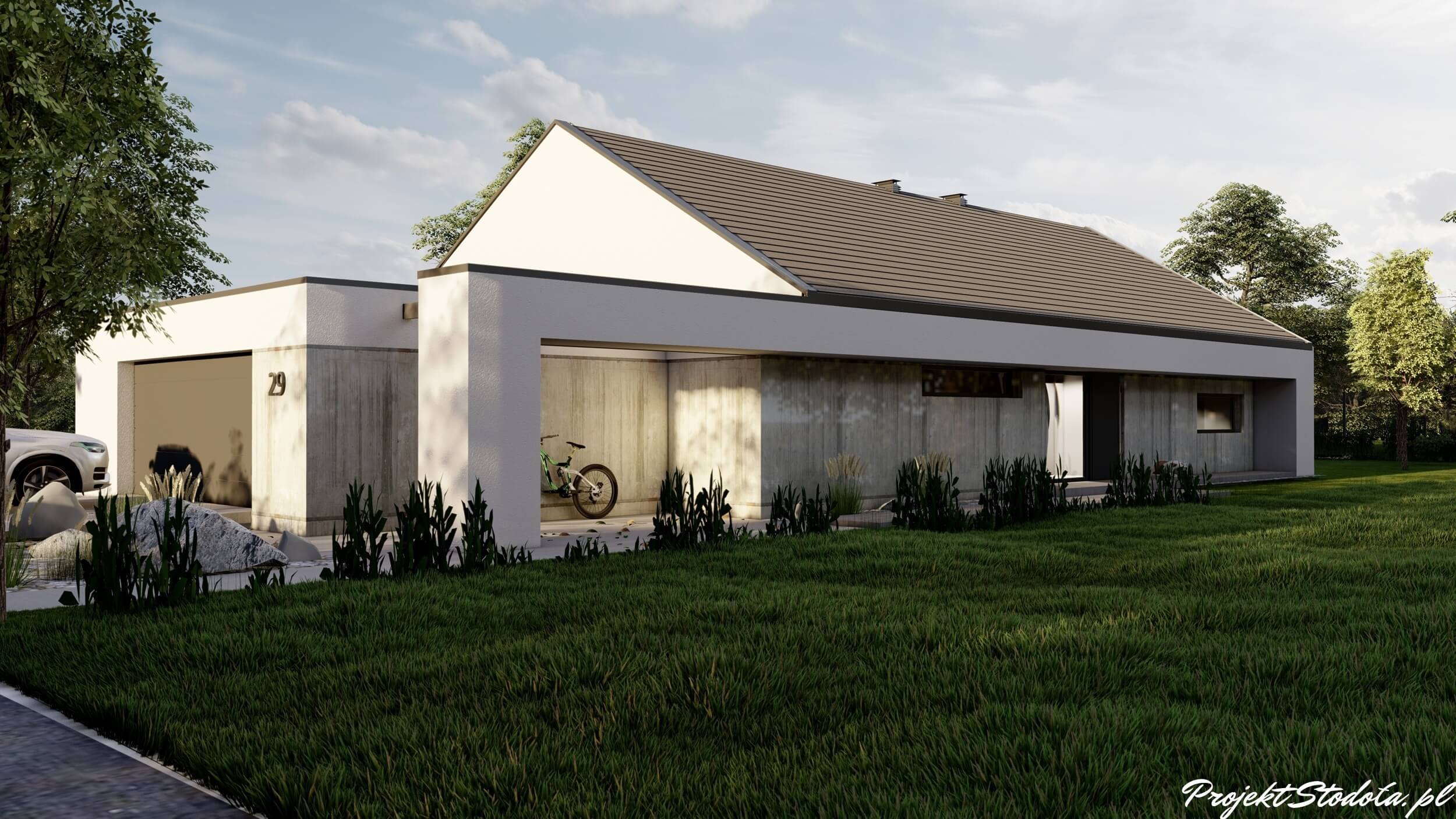 Stodoła S+ long Perspketywa frontowa 2