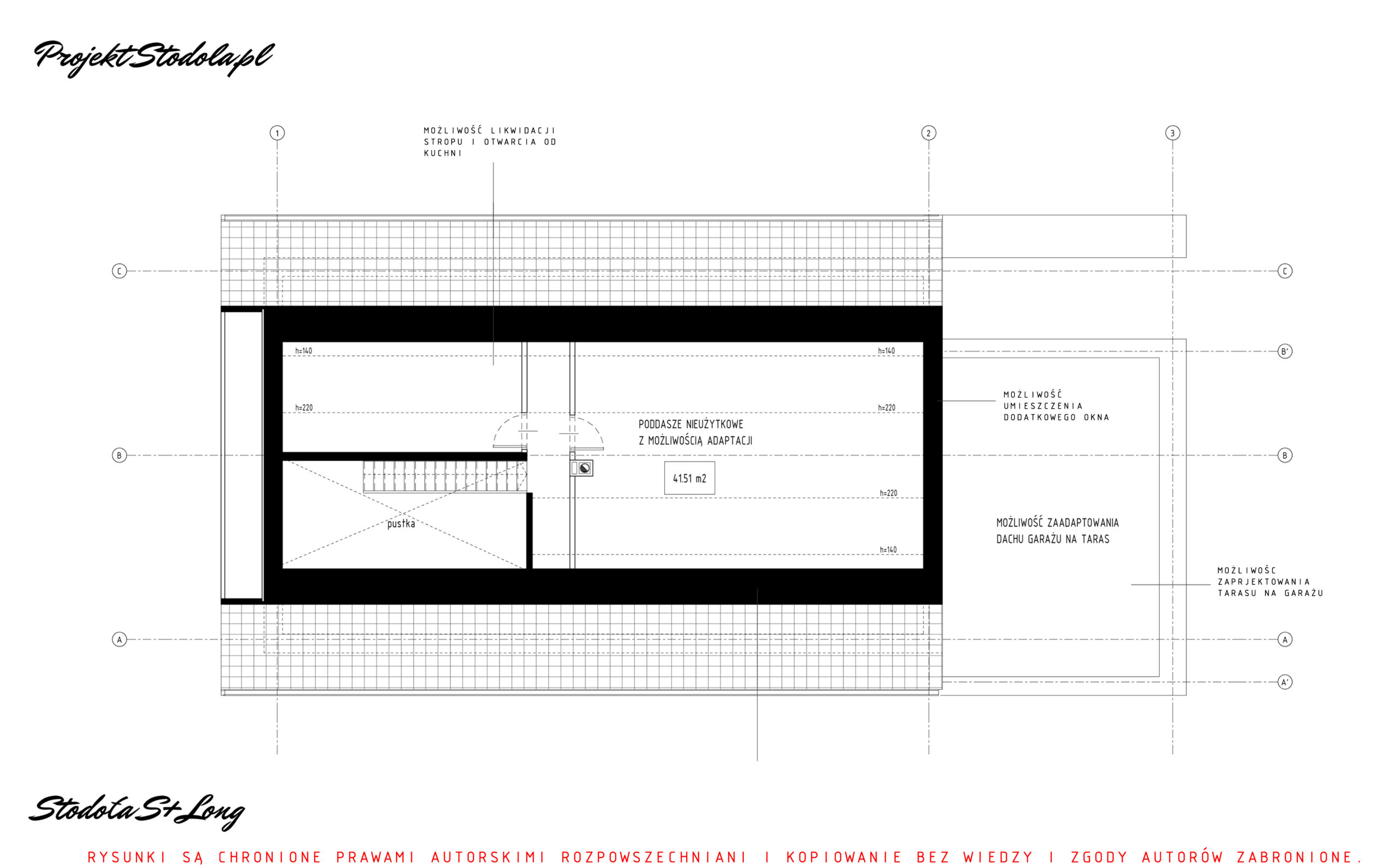 Stodoła S+ long rzut poddasza wersja podstawowa