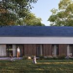 Projekt Stodoła Optimum z garażem elewacja ogrodowa