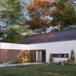 Projekt Stodoła Optimum z garażem perspektywa frontowa