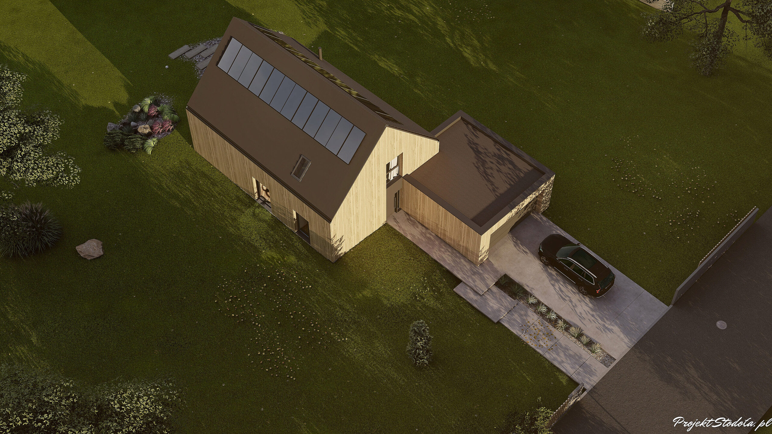 Nowoczesna Stodoła L Compact Aksonometria front