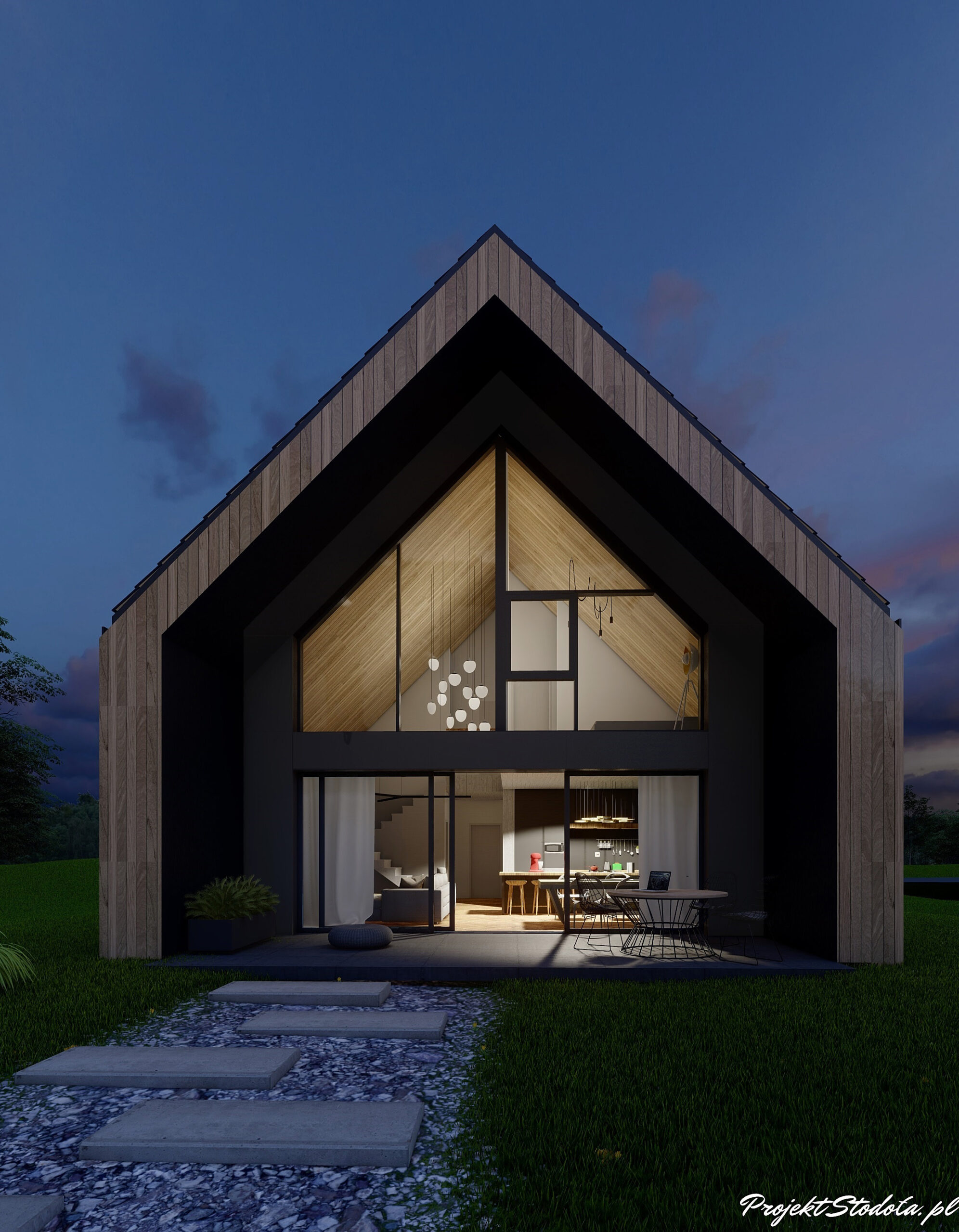 Nowoczesna Stodoła L Compact Perspektywa ogrodowa B