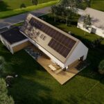 Projekt Stodoła M+ aksonometria ogrodowa