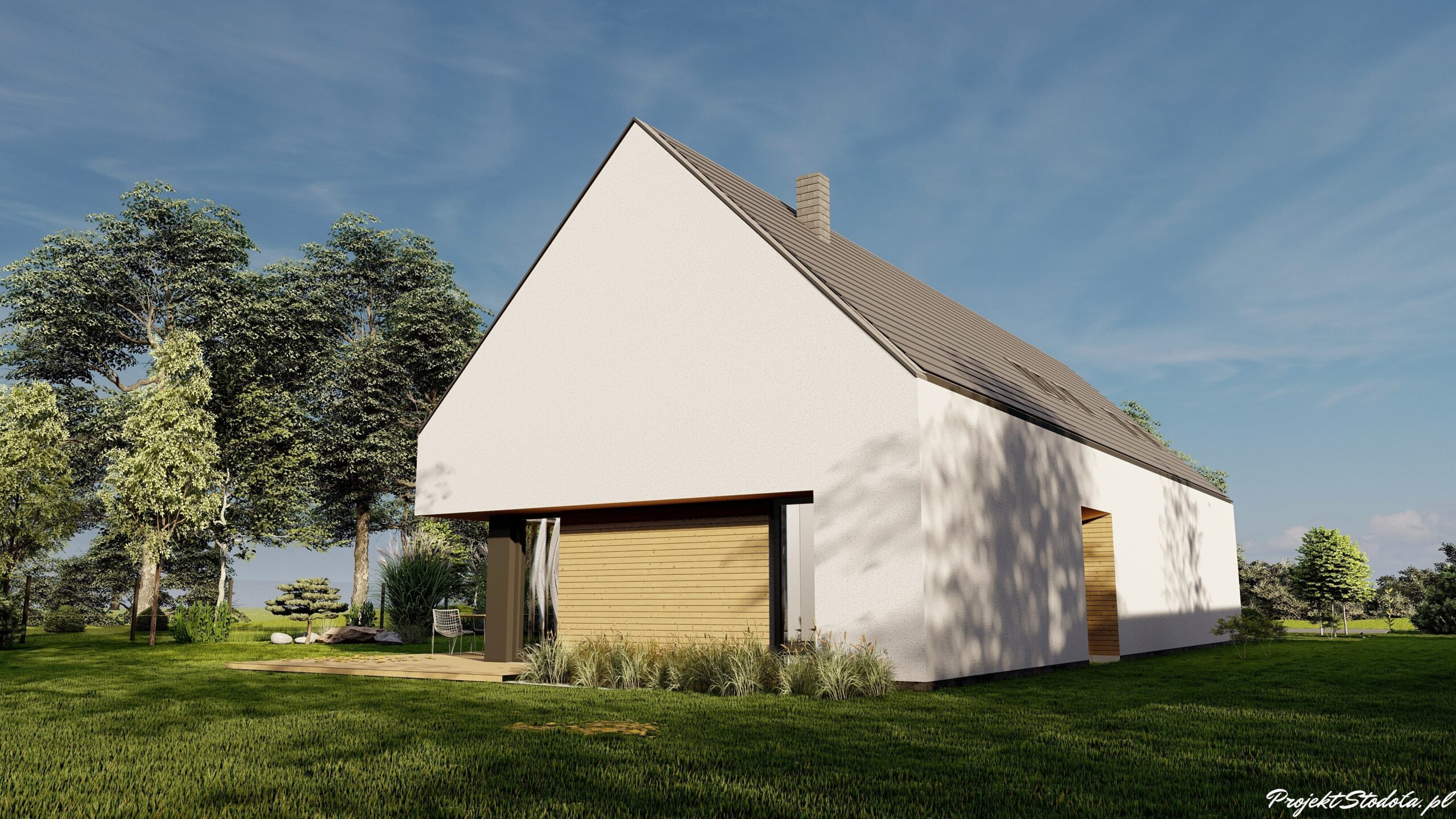 Projekt Stodoła M+ elewacja ogrodowa 2