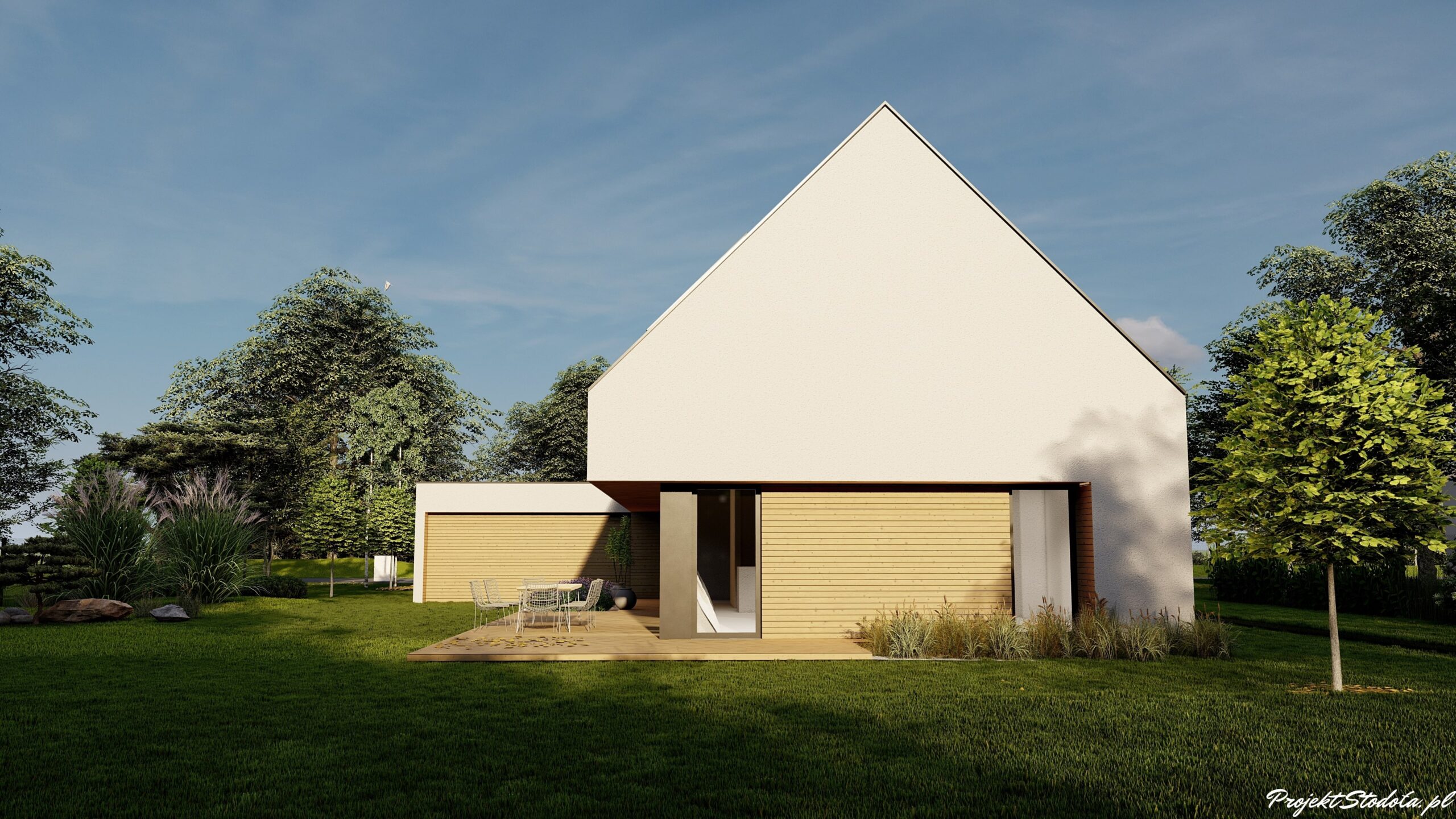 Projekt Stodoła M+ elewacja ogrodowa wprost