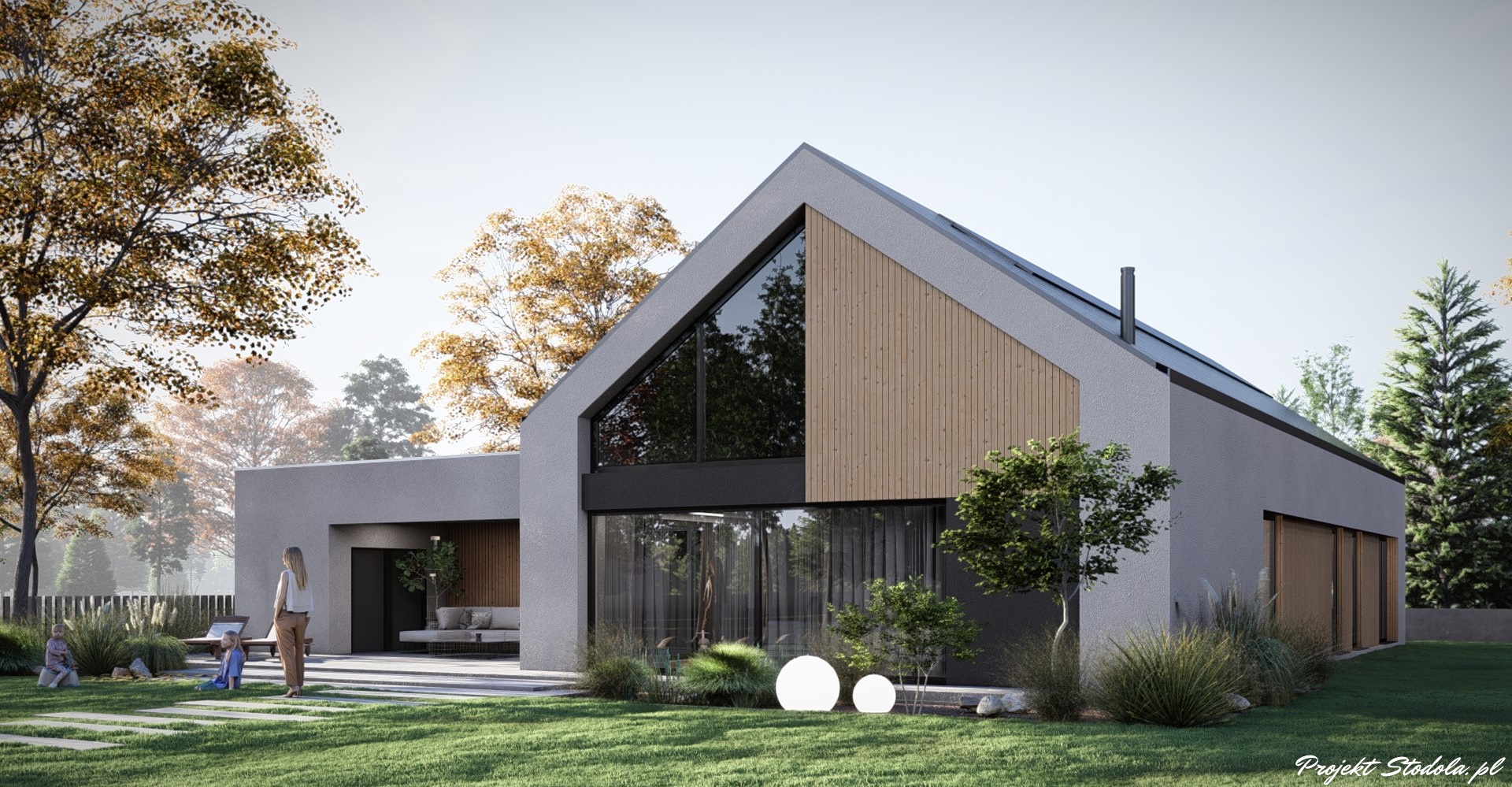 Projekt Stodoła Smart elewacja ogrodowa boczna