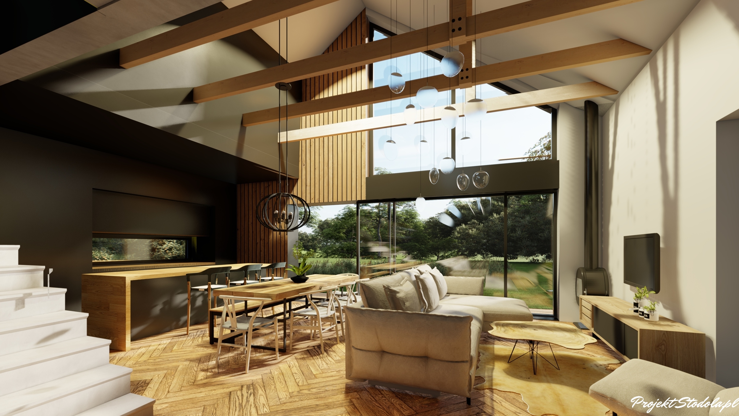Projekt Stodoła Smart perspektywa wnętrze