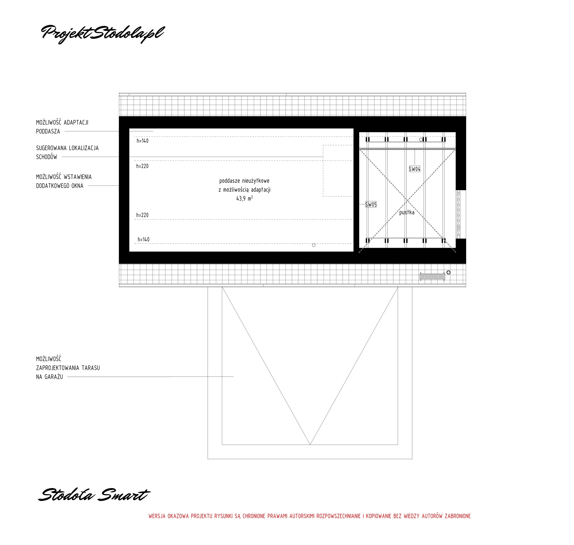 Projekt Stodoła Smart wersja podstawowa - Rzut poddasza