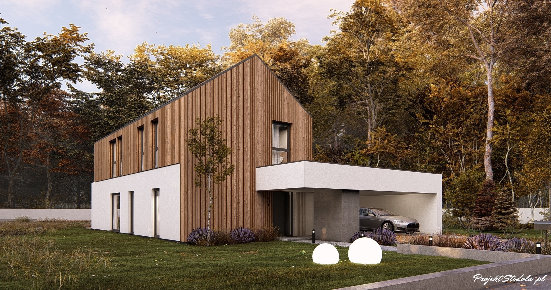 Projekt Stodoła Ergo perspektywa frontowa boczna
