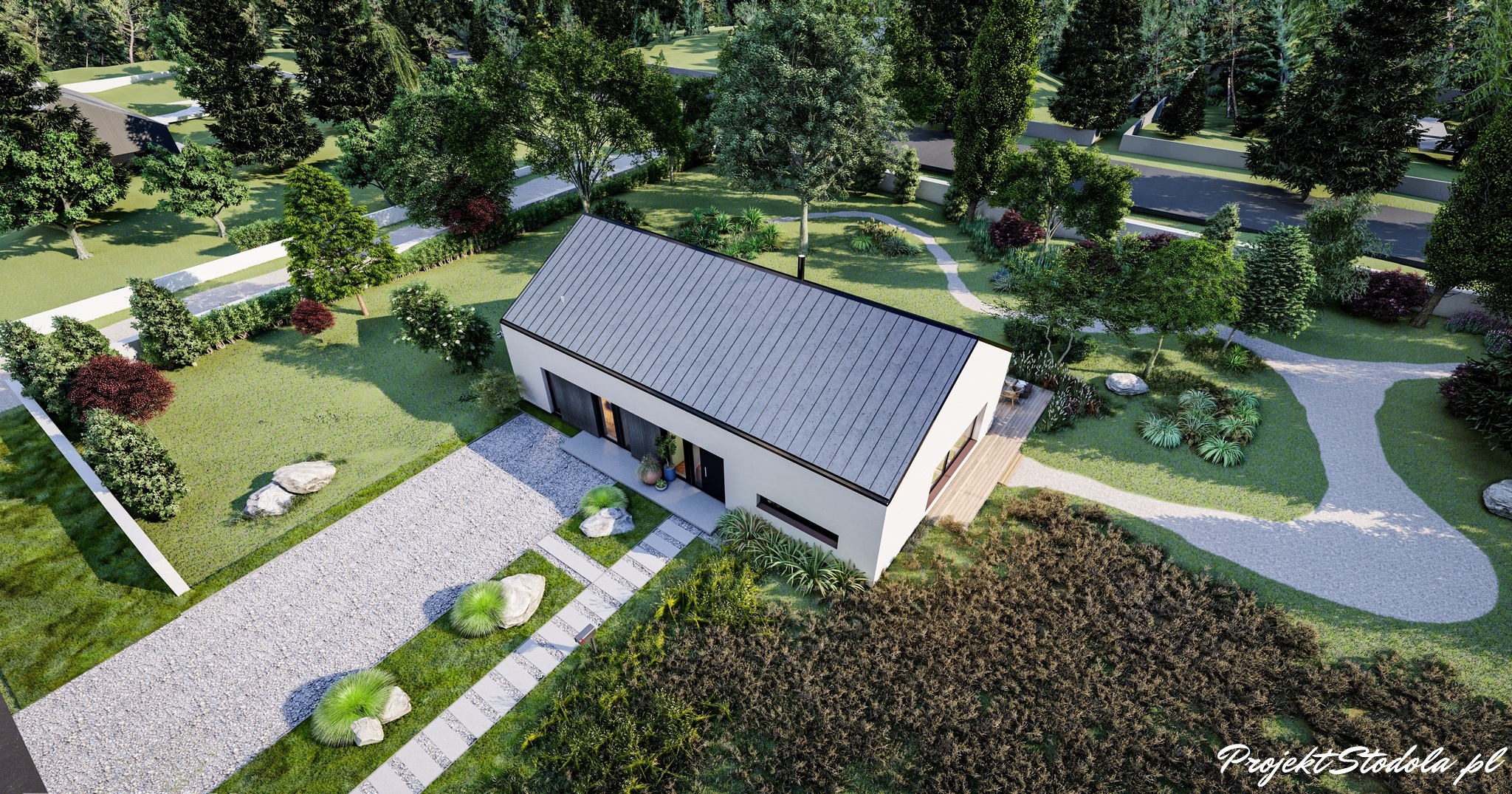 Projekt nowoczesna Stodoła Optimum aksonometria (1)