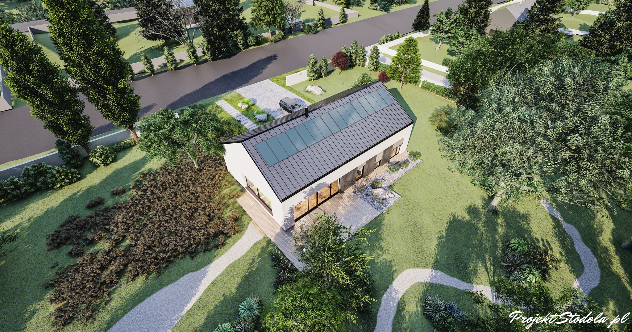 Projekt nowoczesna Stodoła Optimum aksonometria (3)