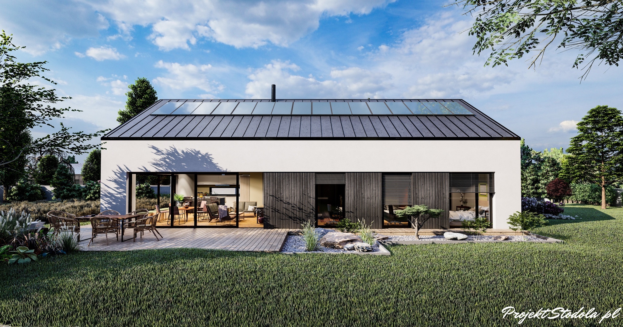 Projekt nowoczesna Stodoła Optimum tylna elewacja domu (1)