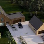 Dodatkowy garaż dwuspadowy dach Stodoła L+ front lustro