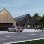 Dodatkowy garaż dwuspadowy dach Stodoła L+ perspektywa front