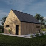 Dodatkowy garaż dwuspadowy dach widok ogrodu lustro