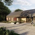 Nowoczesna stodoła T projekt domu parterowego podjazd Nowoczesna stodoła