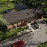 Nowoczesna stodoła projekt domu parterowego widok z góry front Nowoczesna stodoła T projekt