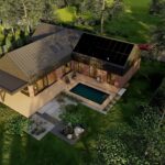 Nowoczesna stodoła projekt domu parterowego widok z góry ogród Nowoczesna stodoła projekt