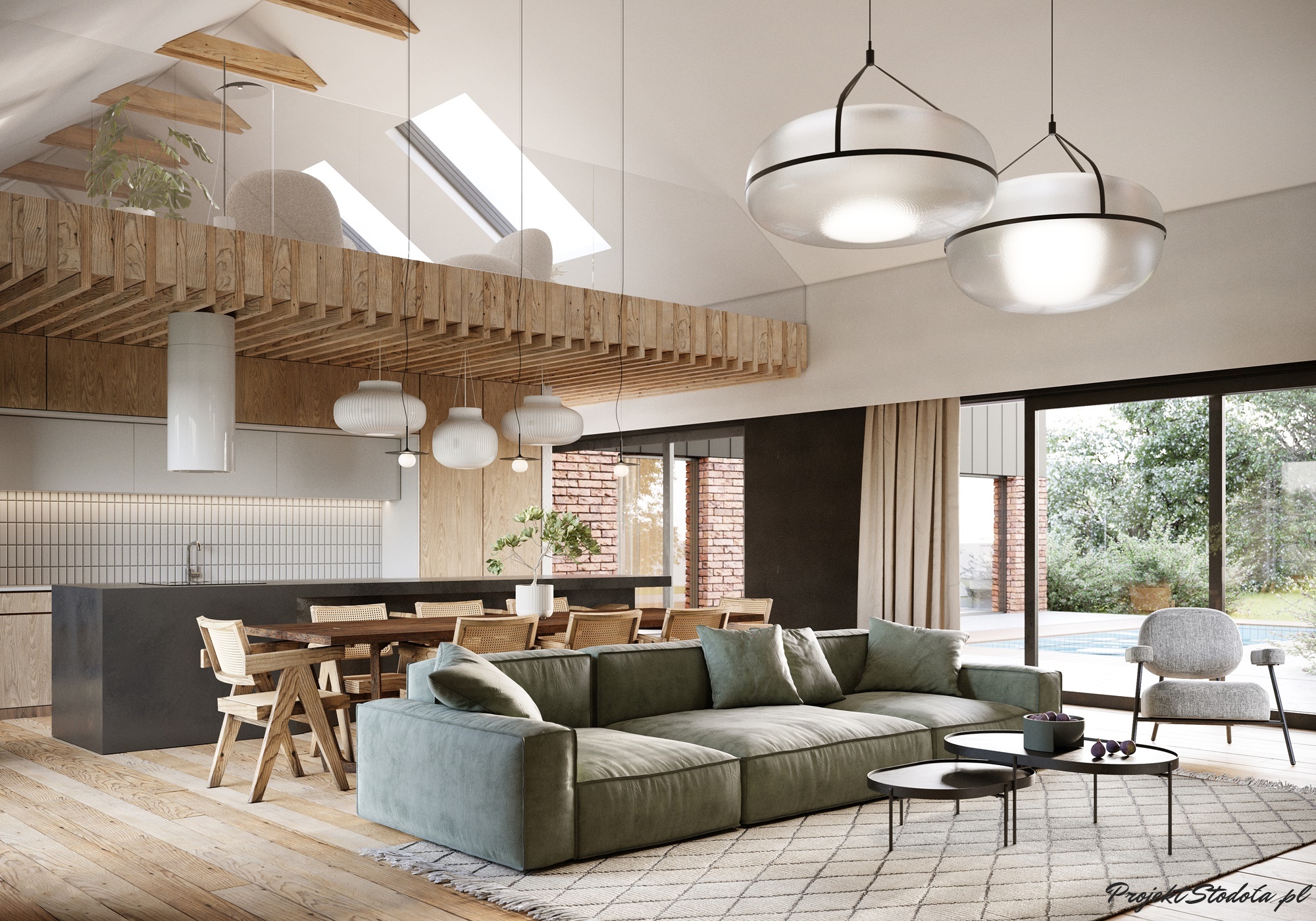 PROJEKT STODOŁA T2 wersja podstawowa SALON 1 livingroom design