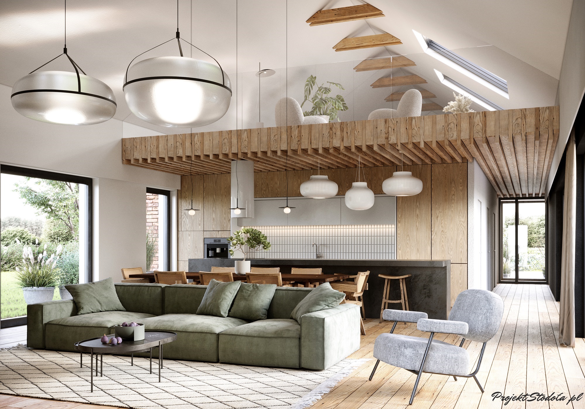 PROJEKT STODOŁA T2 wersja podstawowa SALON 2 salon z wysokim sufitem
