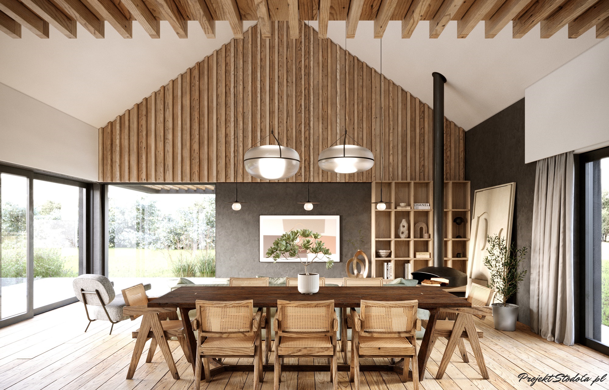 PROJEKT STODOŁA T2 wersja podstawowa SALON 3 salon z wysokim sufitem