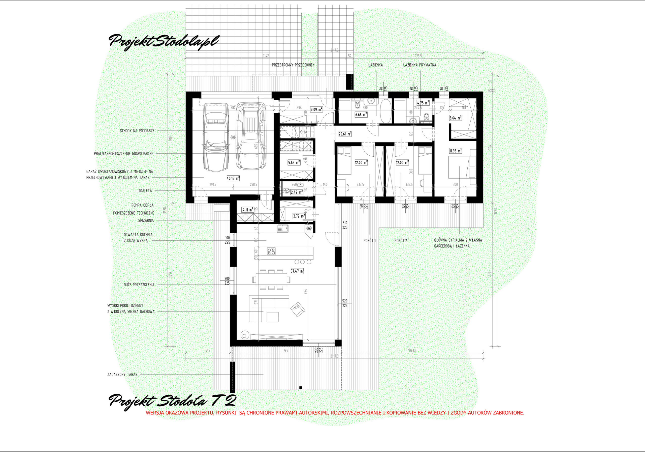 Projekt Stodoła T 2 RZUT PARTERU