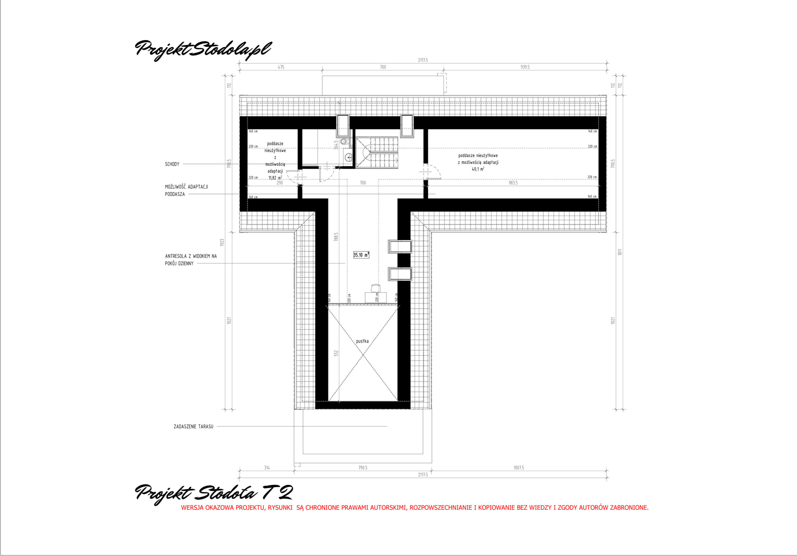 Projekt Stodoła T 2 RZUT PODDASZA