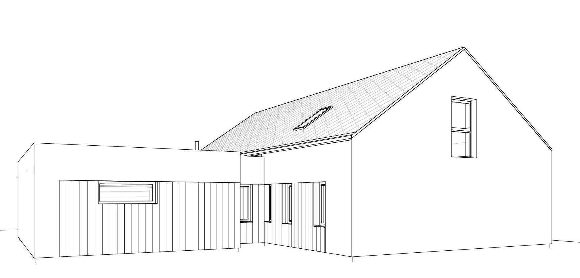 dom z wjazdem od południa