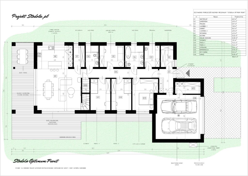 projekt na długą działkę