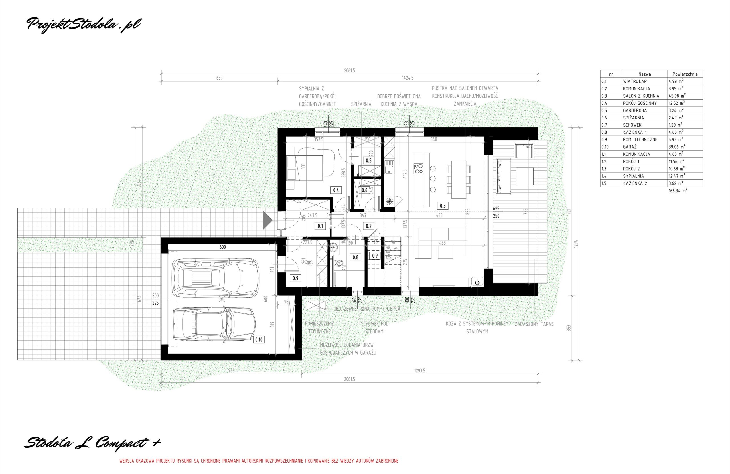 Projekt L Compact + rzut parteru dom z poddaszem