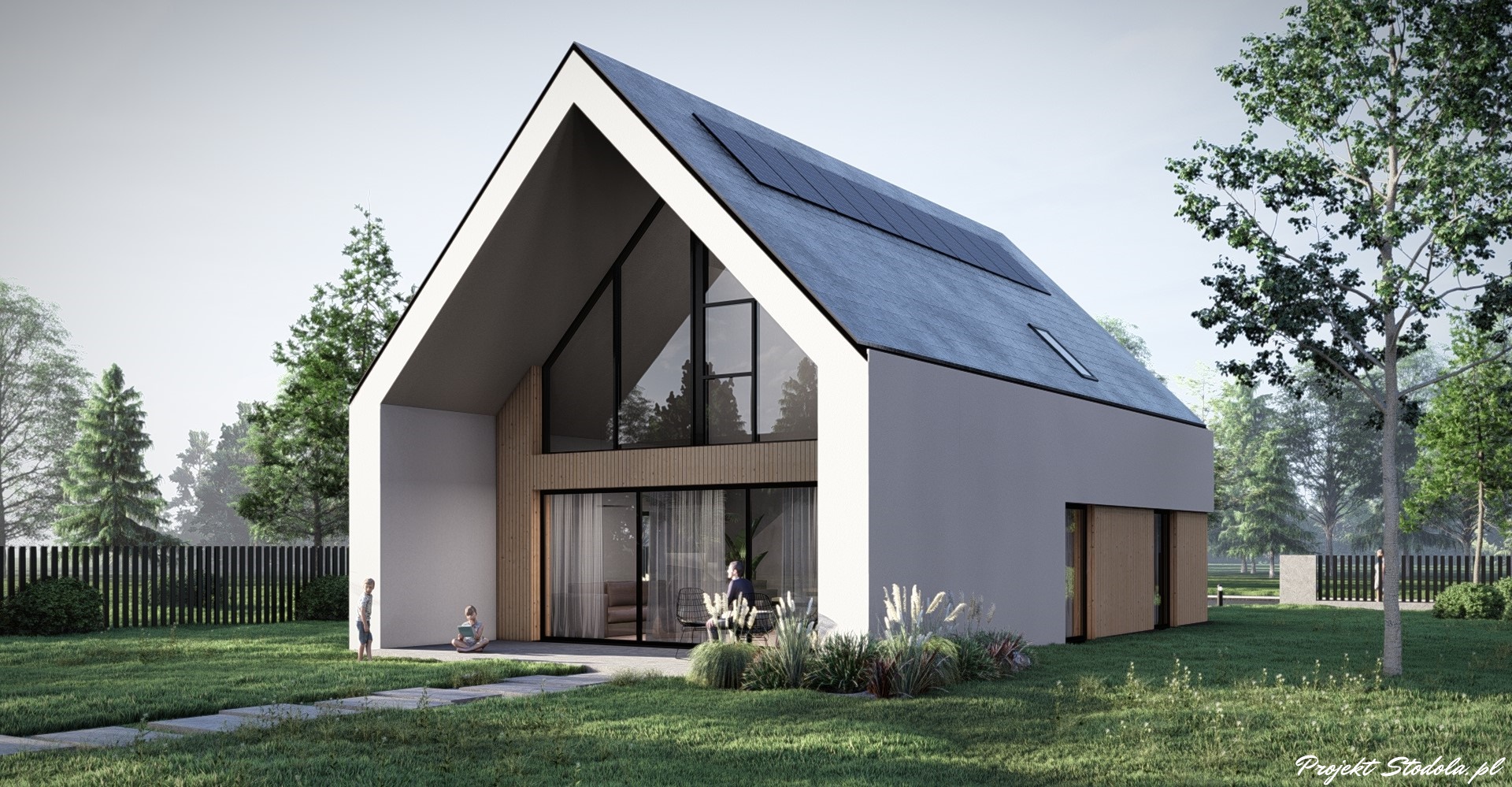 Projekt Stodoła L Compact + Elewacja ogrodowa skos 2