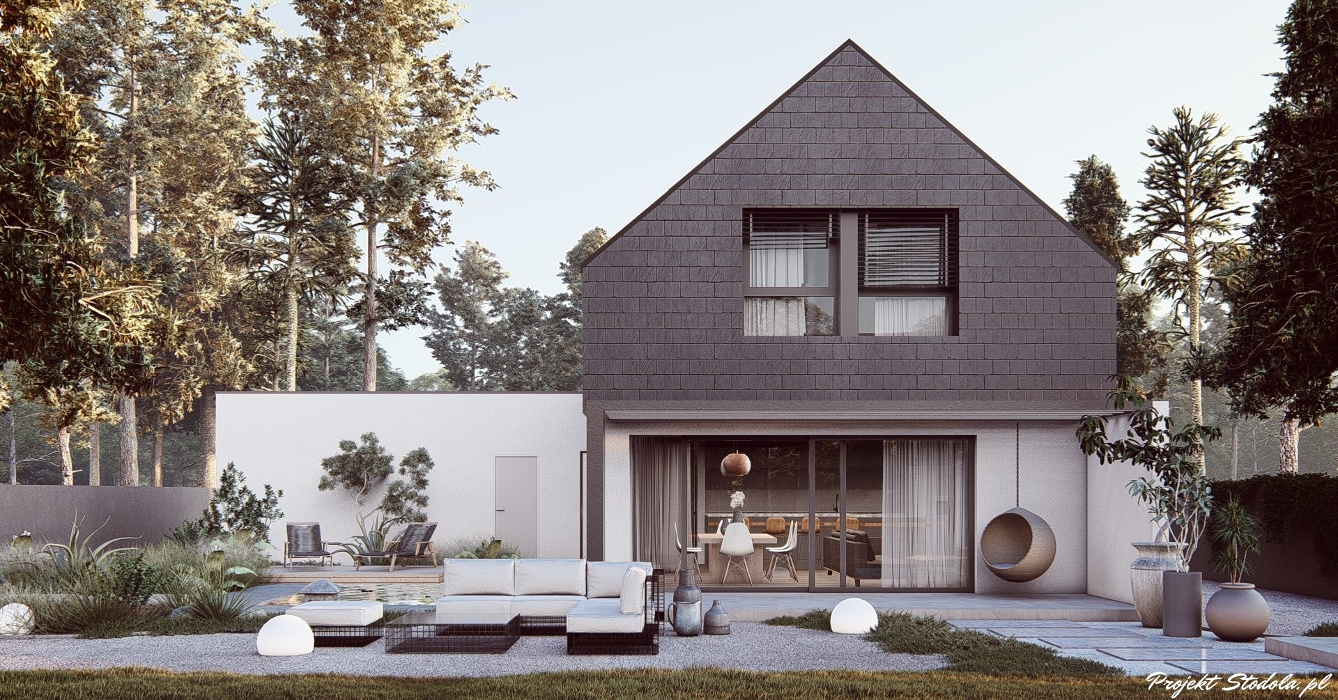 Projekt Stodoła Comfort elewacja ogrodowa