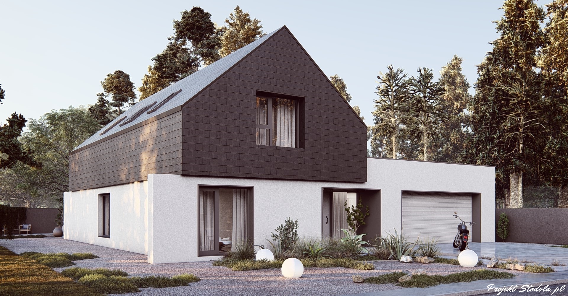 Projekt Stodoła Comfort perspektywa frontowa 2