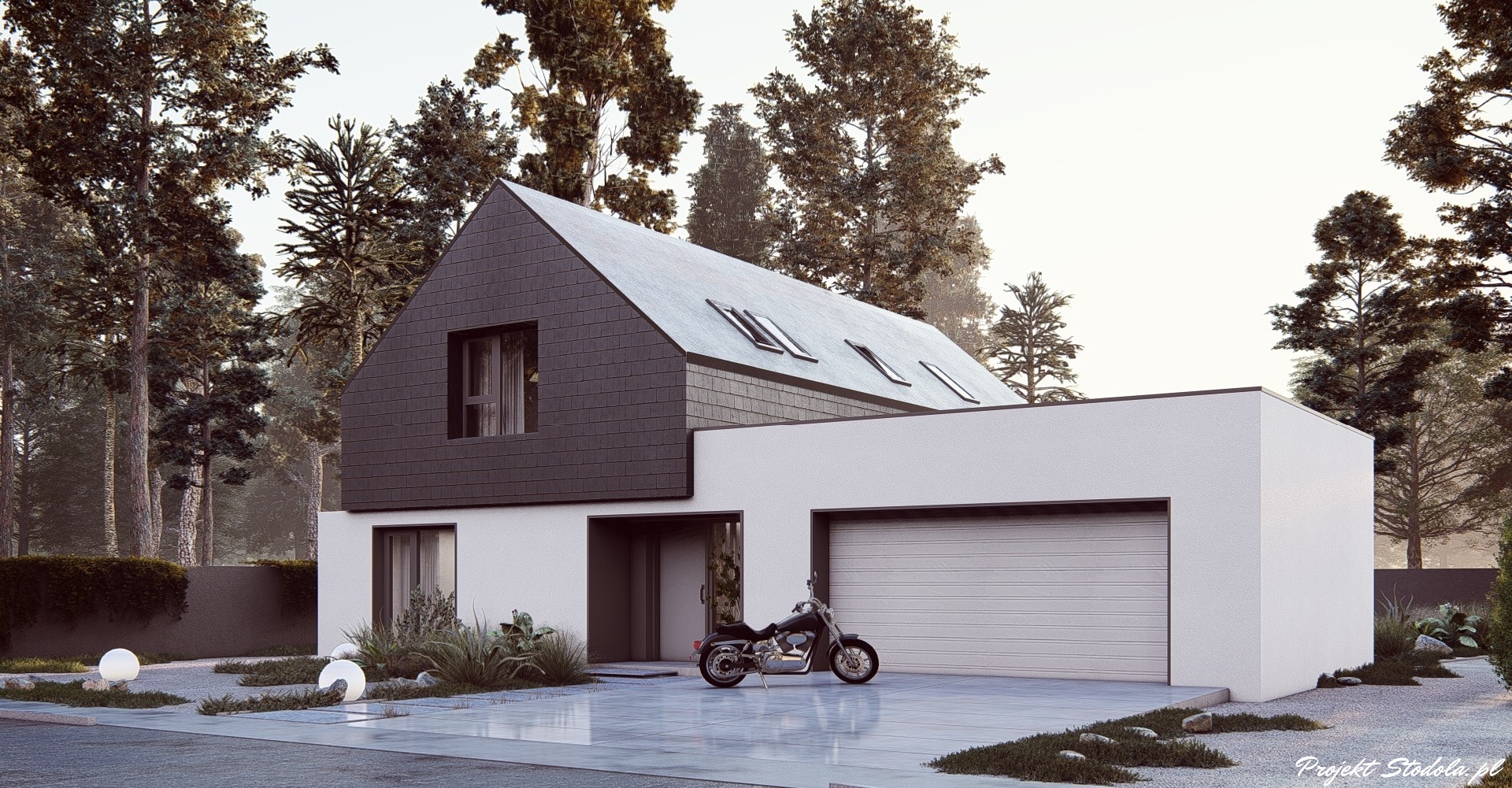 Projekt Stodoła Comfort perspektywa frontowa