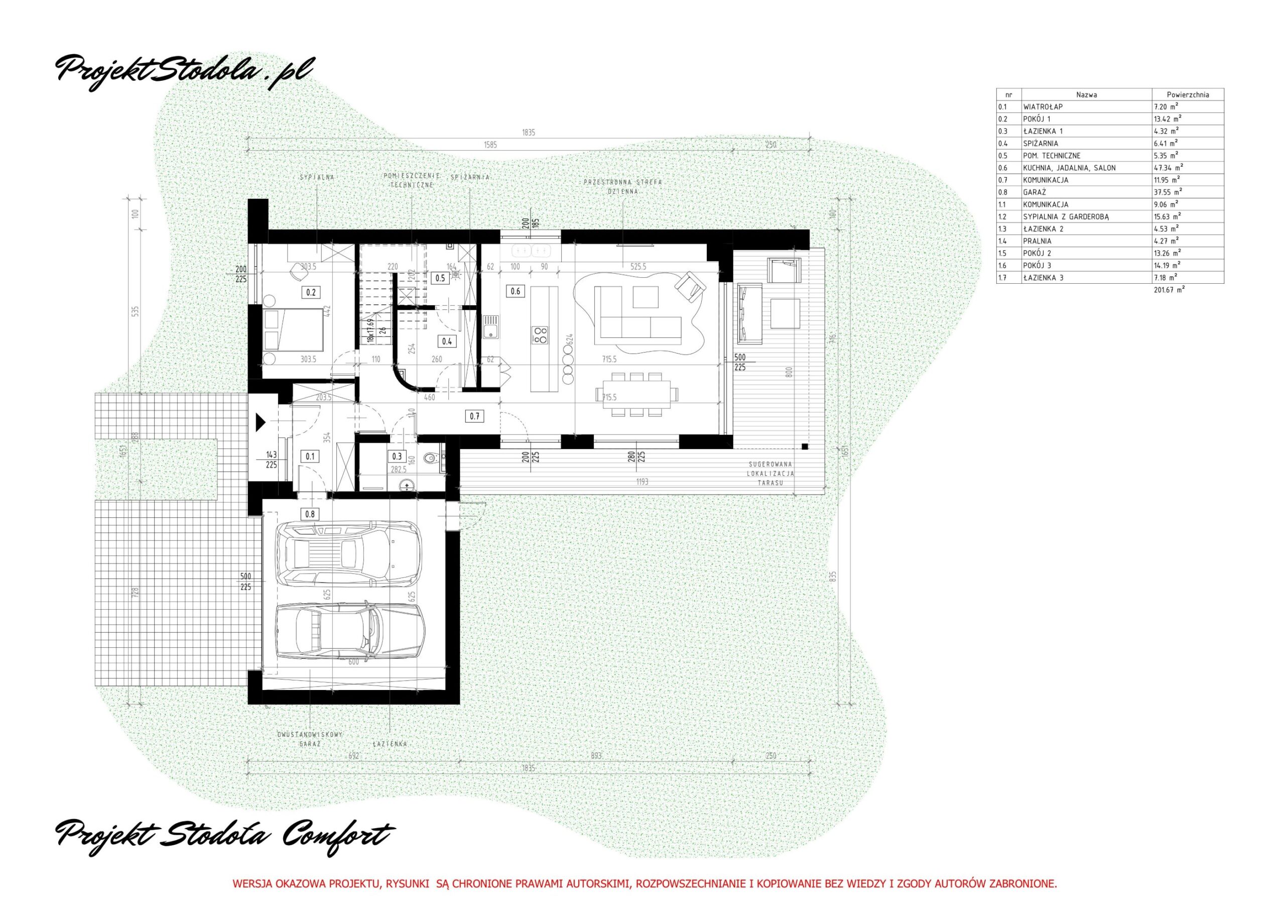 Projekt Stodoła Comfort wersja podstawowa rzut parteru_