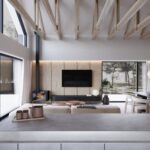 Projekt Stodoła Smart + Solo salon widok bok-jętki wysoki salon