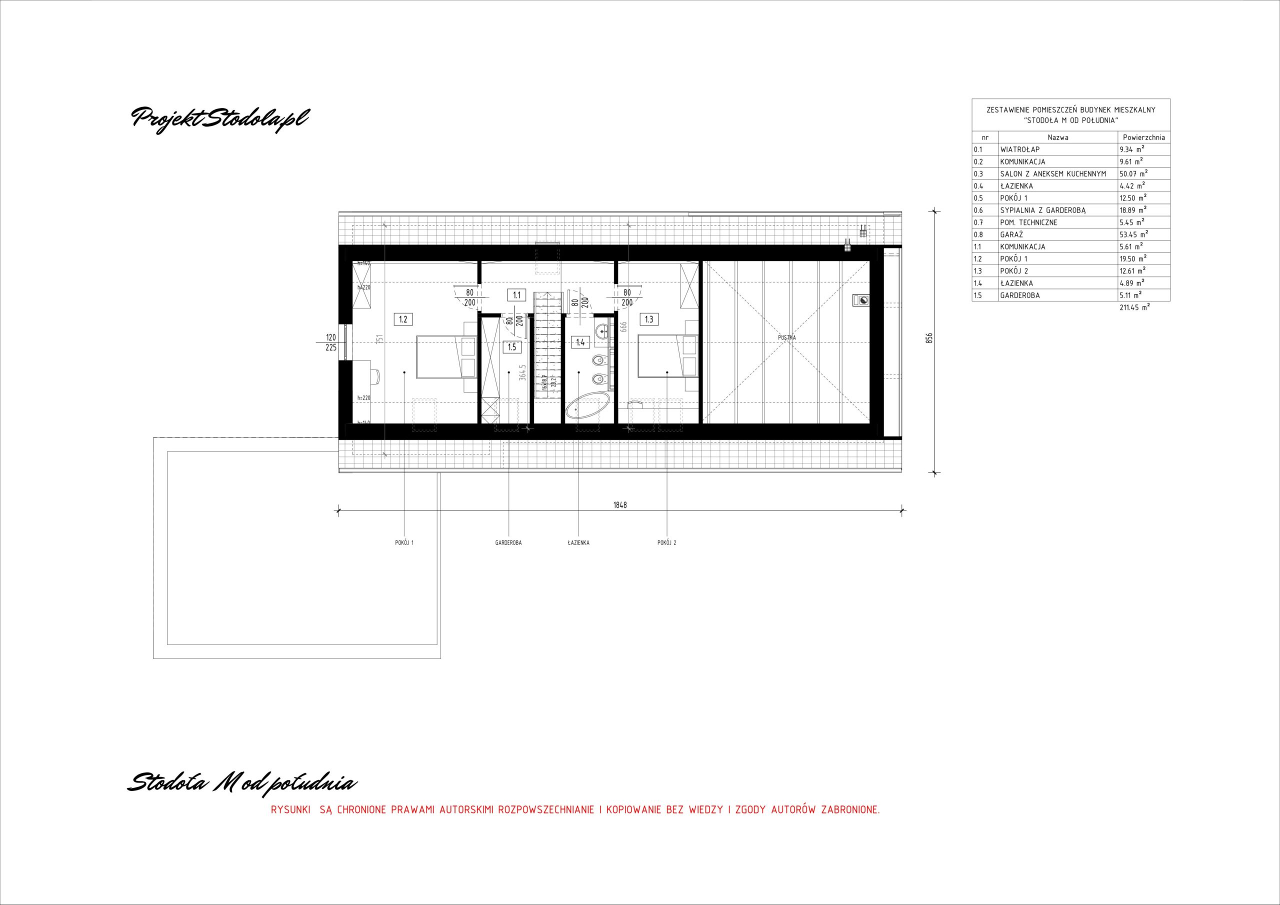 STODOŁA M OD POŁUDNIA RZUT PODDASZA