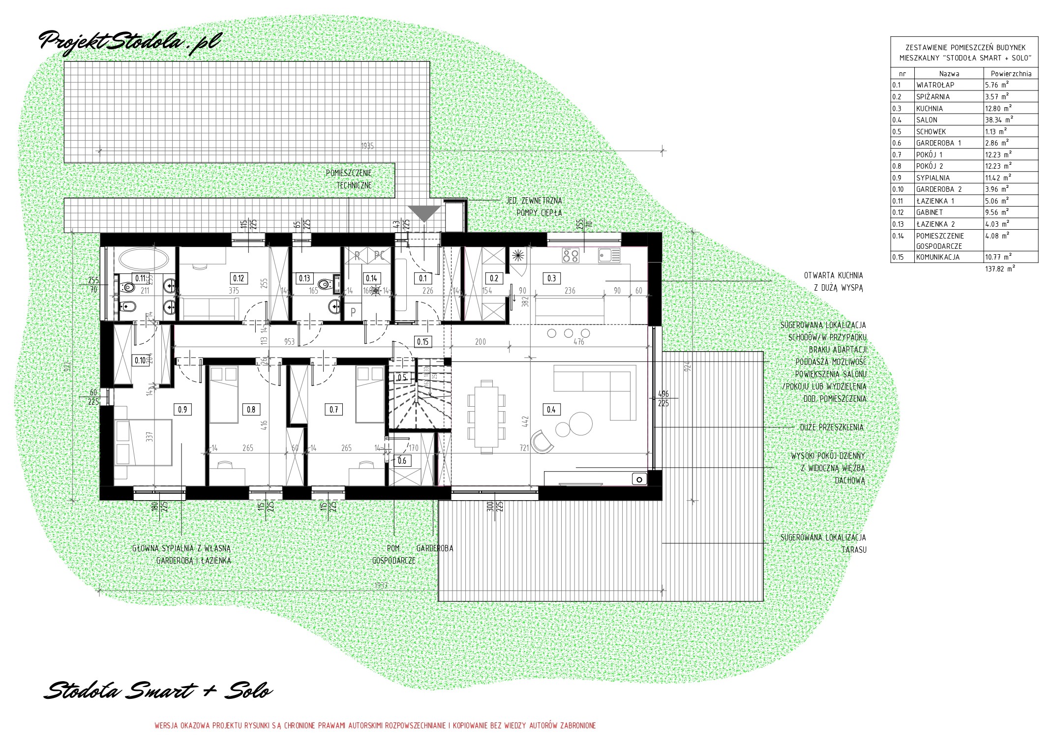 Stodoła Smart + Solo wersja podstawowa rzut parteru projekt domu bez garażu