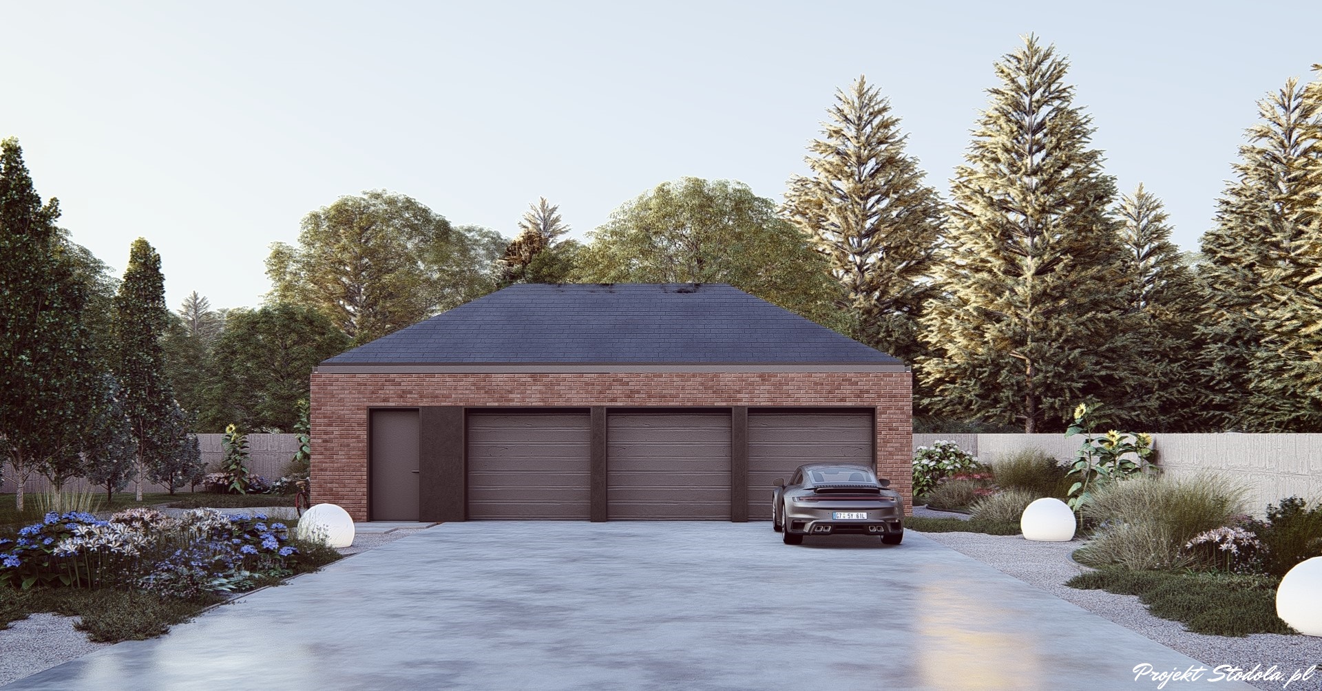 Garaż W.c 3 STANOWISKA elewacja frontowa