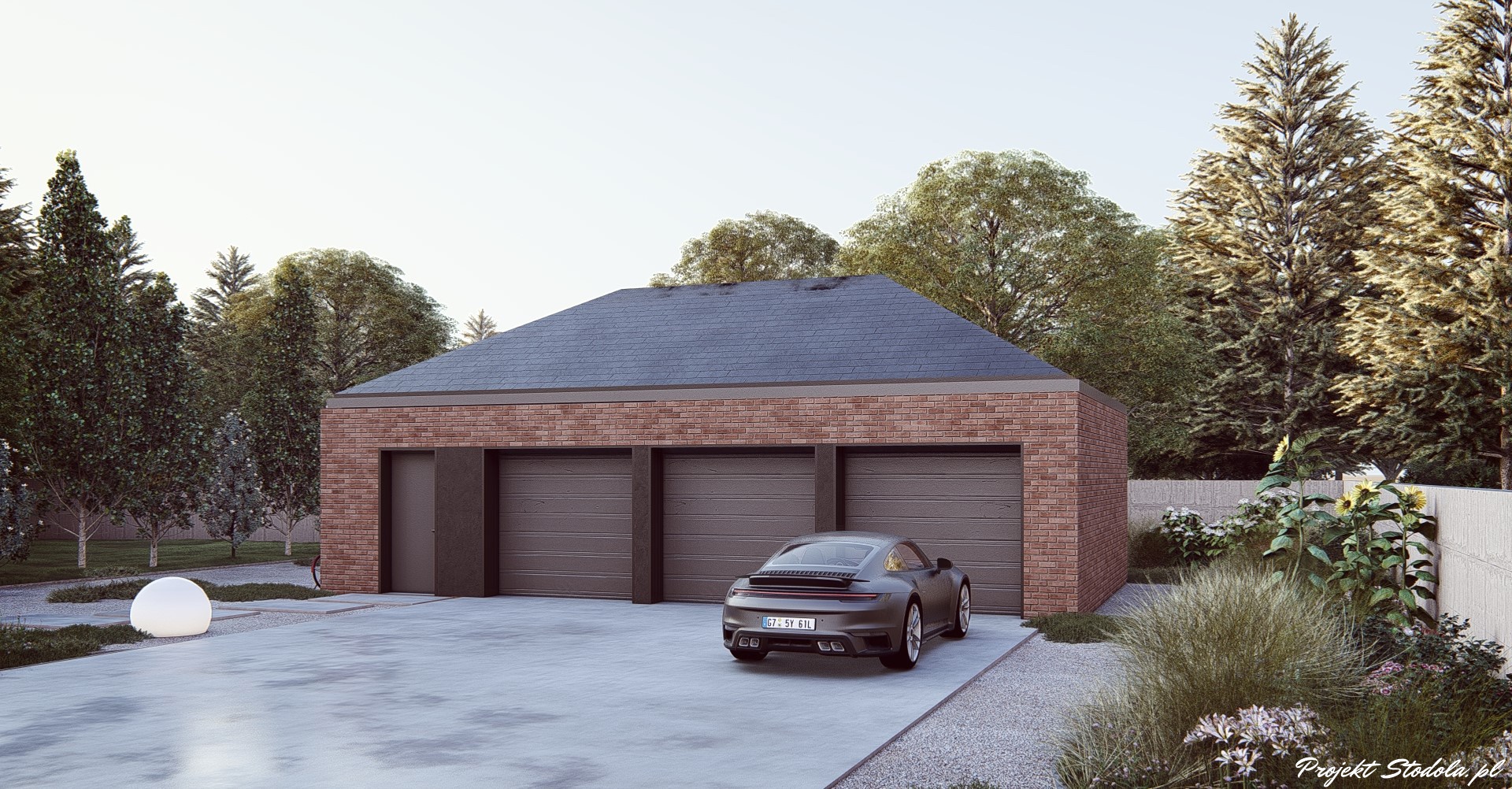 Garaż W.c 3 STANOWISKA perspektywa z boku 2