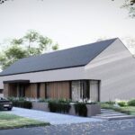 Projekt Stodoła Solo bis biała elewacja wjazdowa