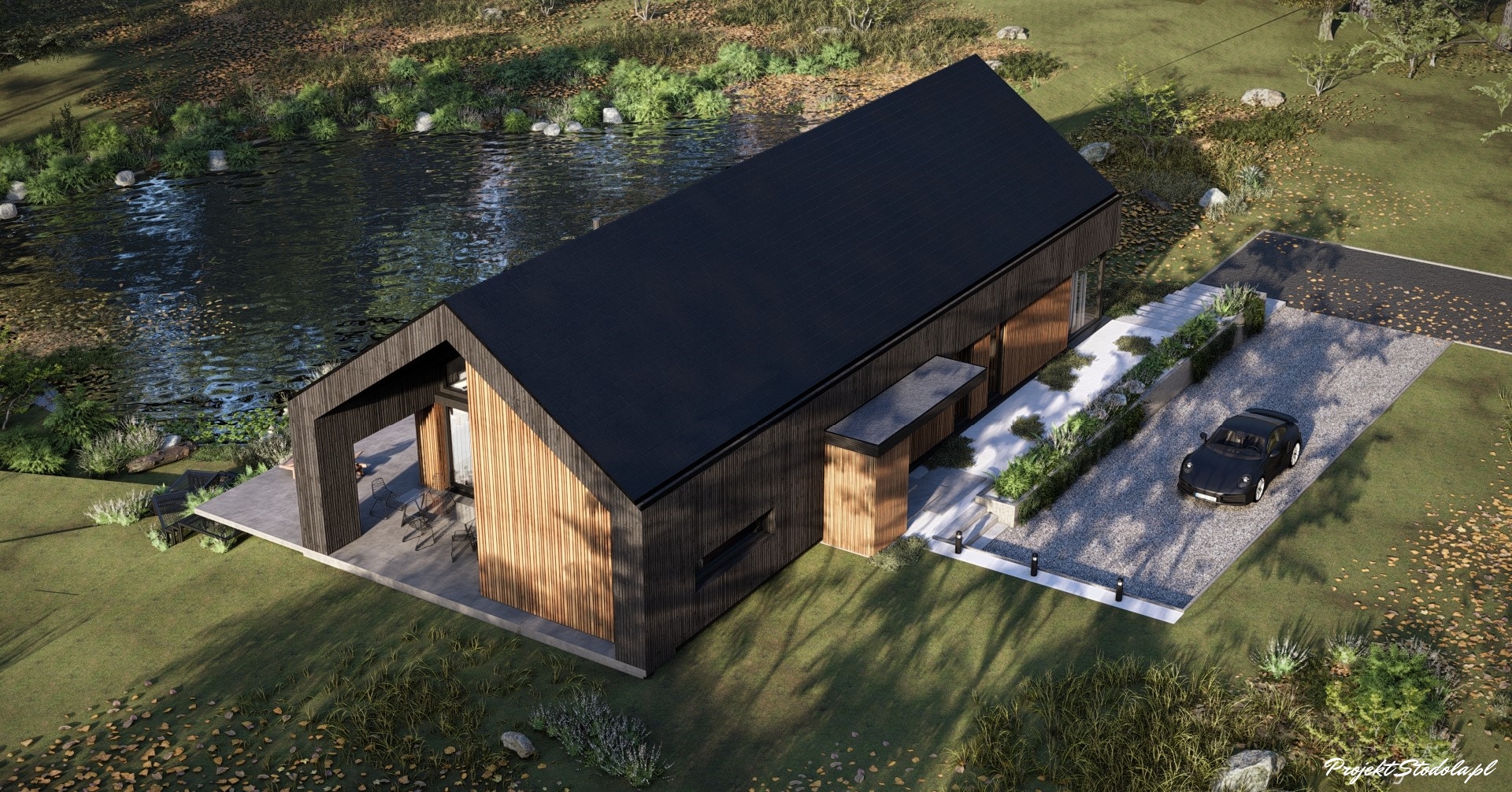 Stodoła Solo Bis - aksonometria wjazd