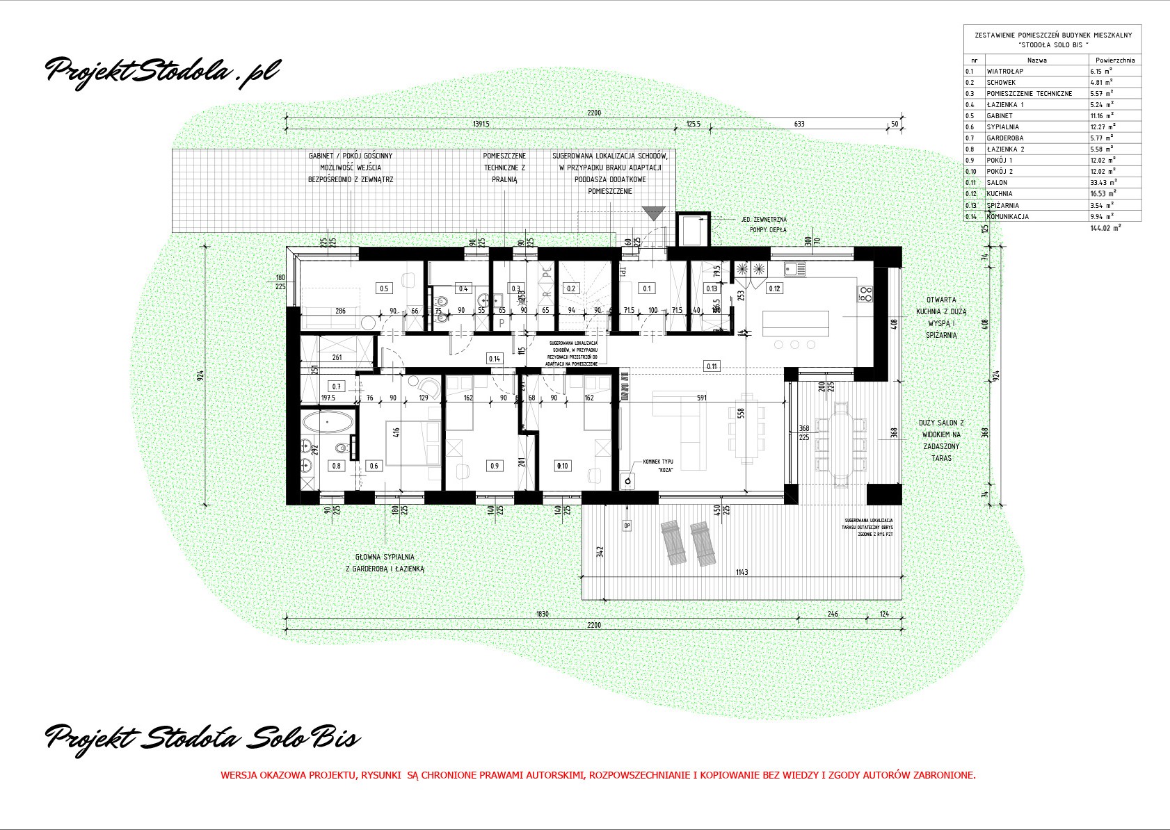 Stodola Solo Bis wersja podstawowa RZUT PARTERU