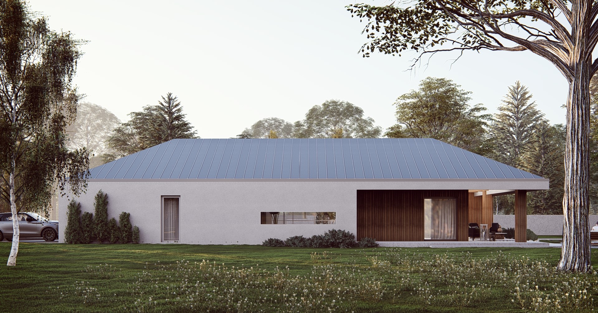 Projekt Stodoła z Patio Elewacja boczna