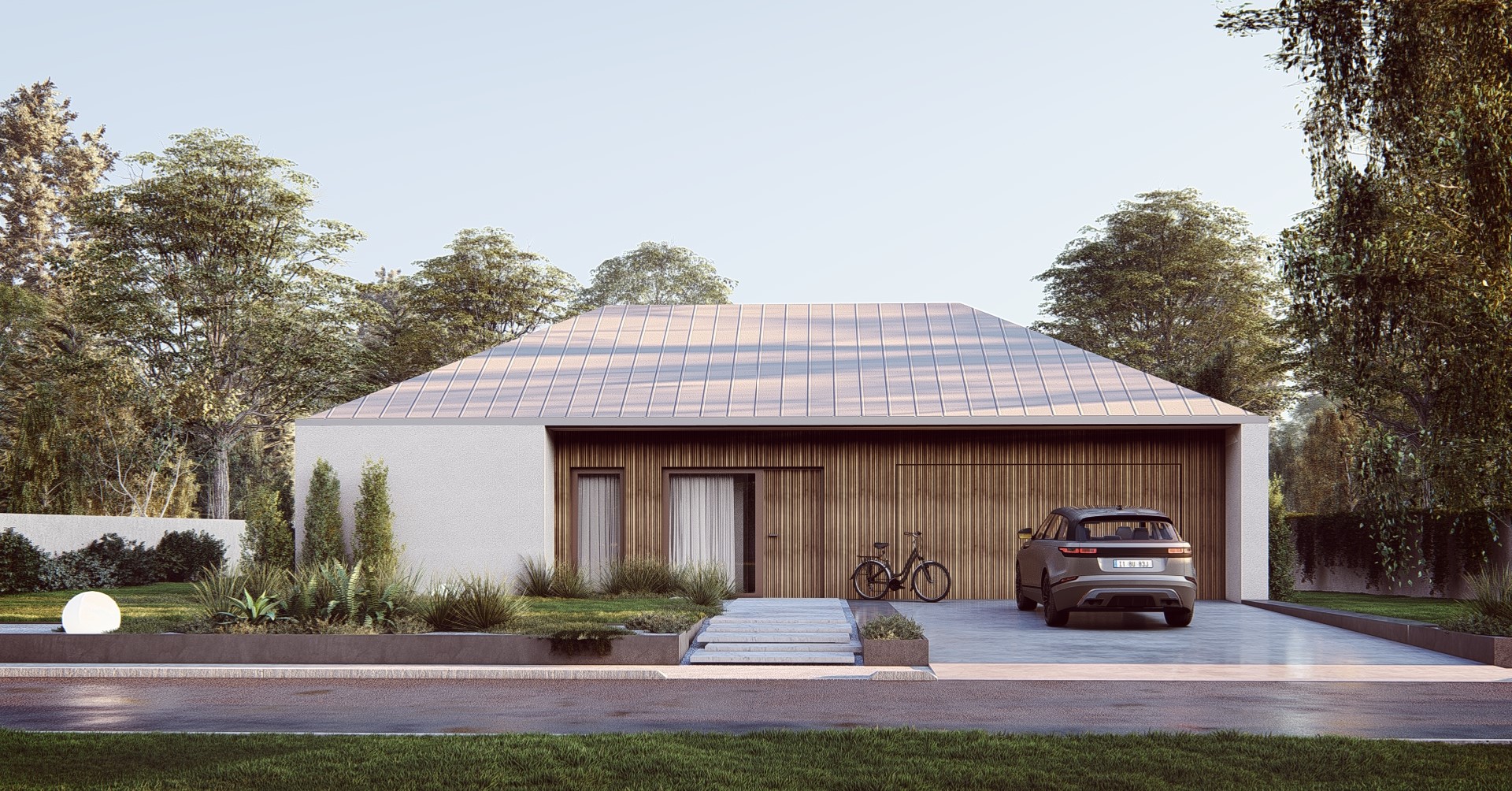 Projekt Stodoła z Patio Elewacja frontowa