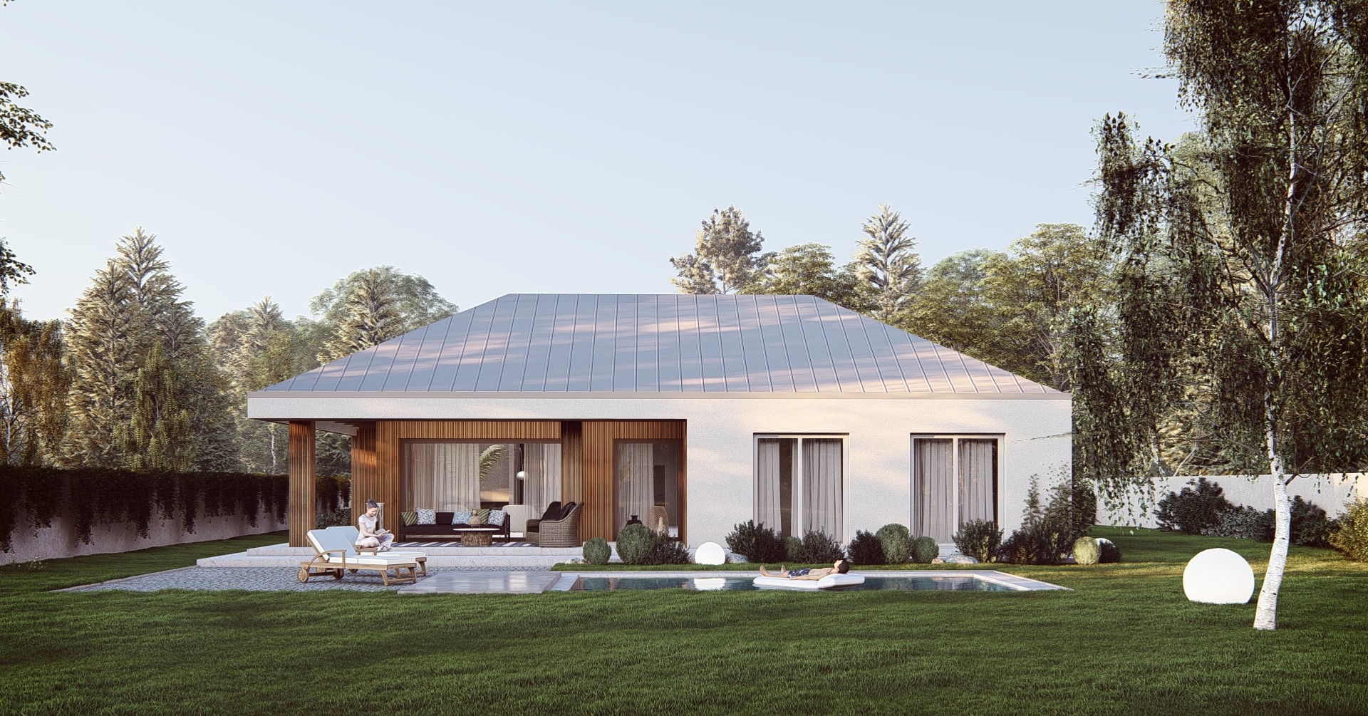 Projekt Stodoła z Patio Elewacja ogrodowa 2