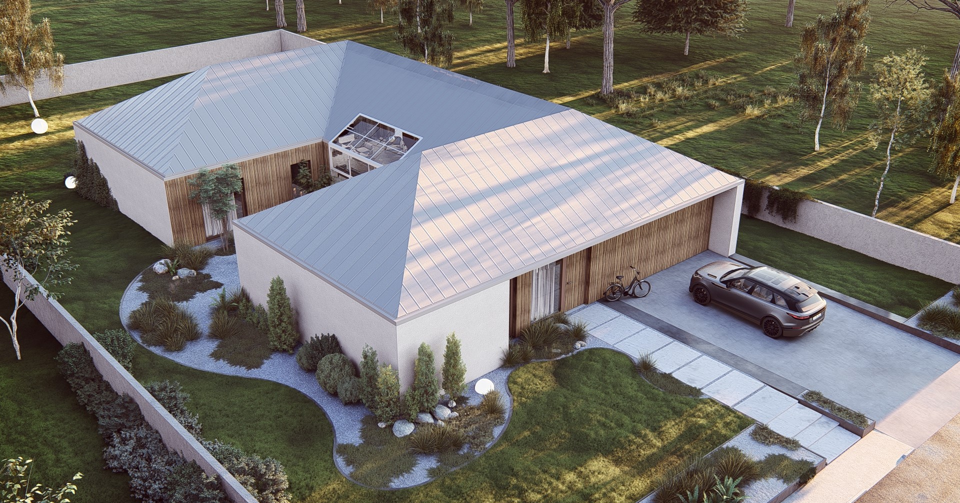 Projekt Stodoła z Patio aksonometria